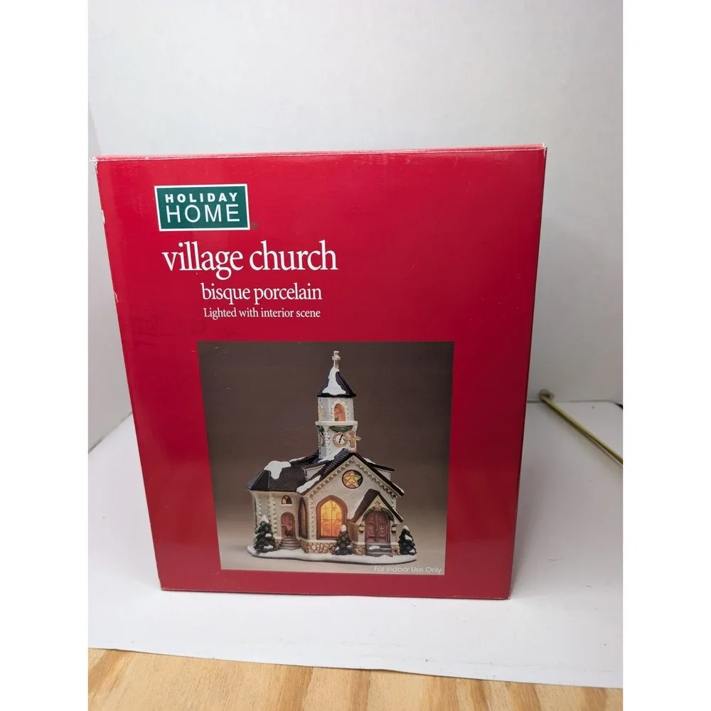 Holiday Home Village Church #8220137 Bisque Porcelain Christmas Village